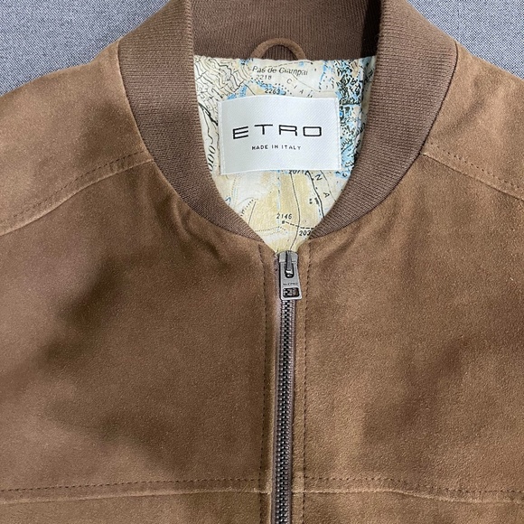 Etro Suede Goatskin Bomber Brown Jacket M size NEW without tags - Picture 2 of 7